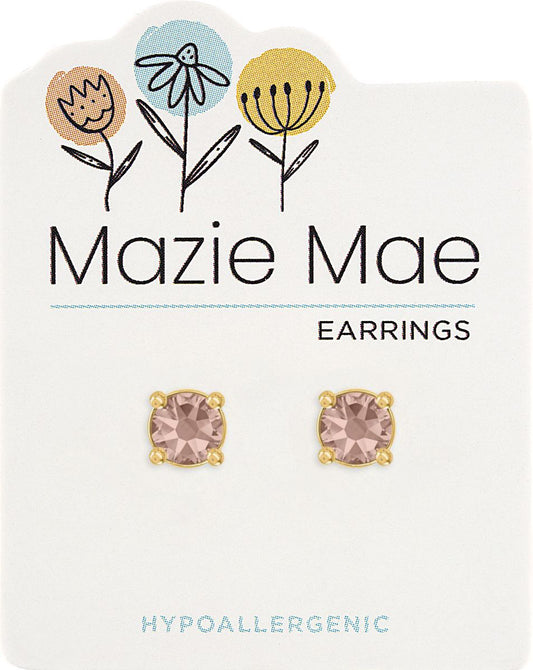 MAZIE MAE GOLD PINK STONE STUD EARRINGS
