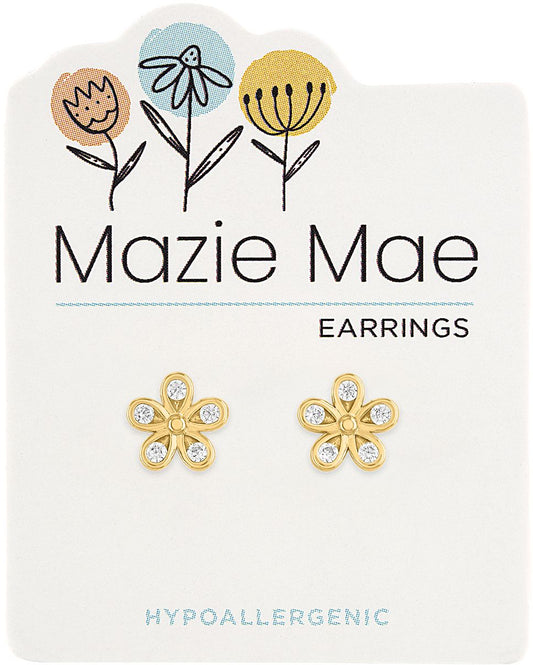 MAZIE MAE GOLD DIAMOND FLOWER EARRINGS