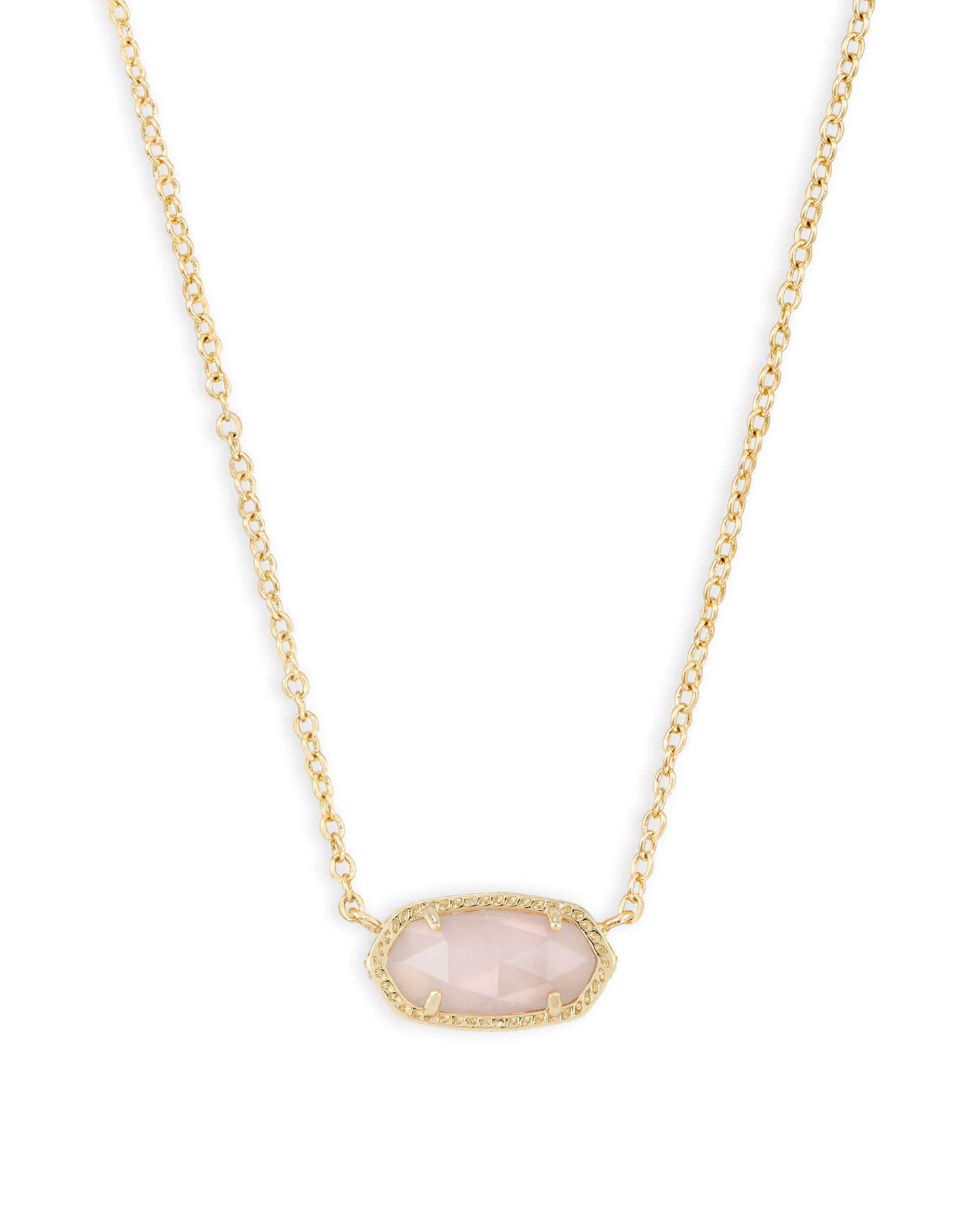 ELISA SHORT PENDANT NECKLACE GOLD ROSE QUARTZ