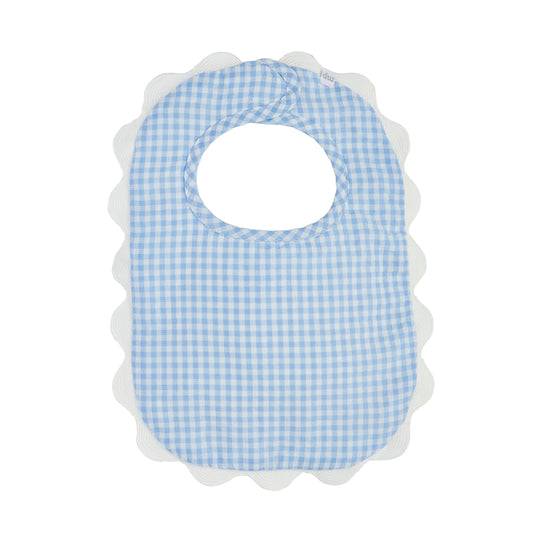 Mud Pie Blue Gingham Scallop Bib