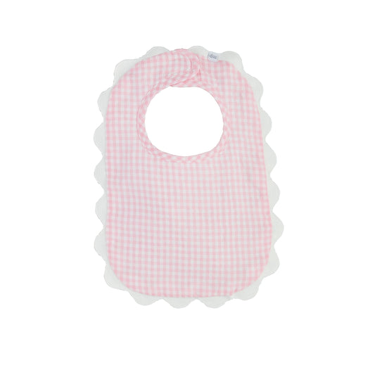 Mud Pie Pink Gingham Scallop Bib