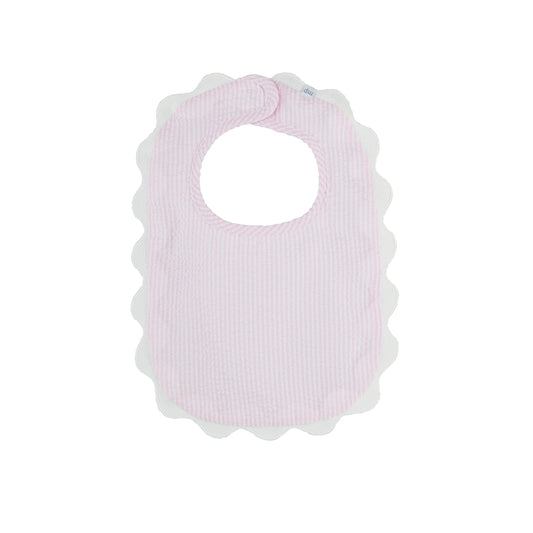 Mud Pie Pink Seersucker Scallop Bib