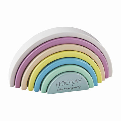 MUD PIE BLUE WOOD RAINBOW STACKING TOY