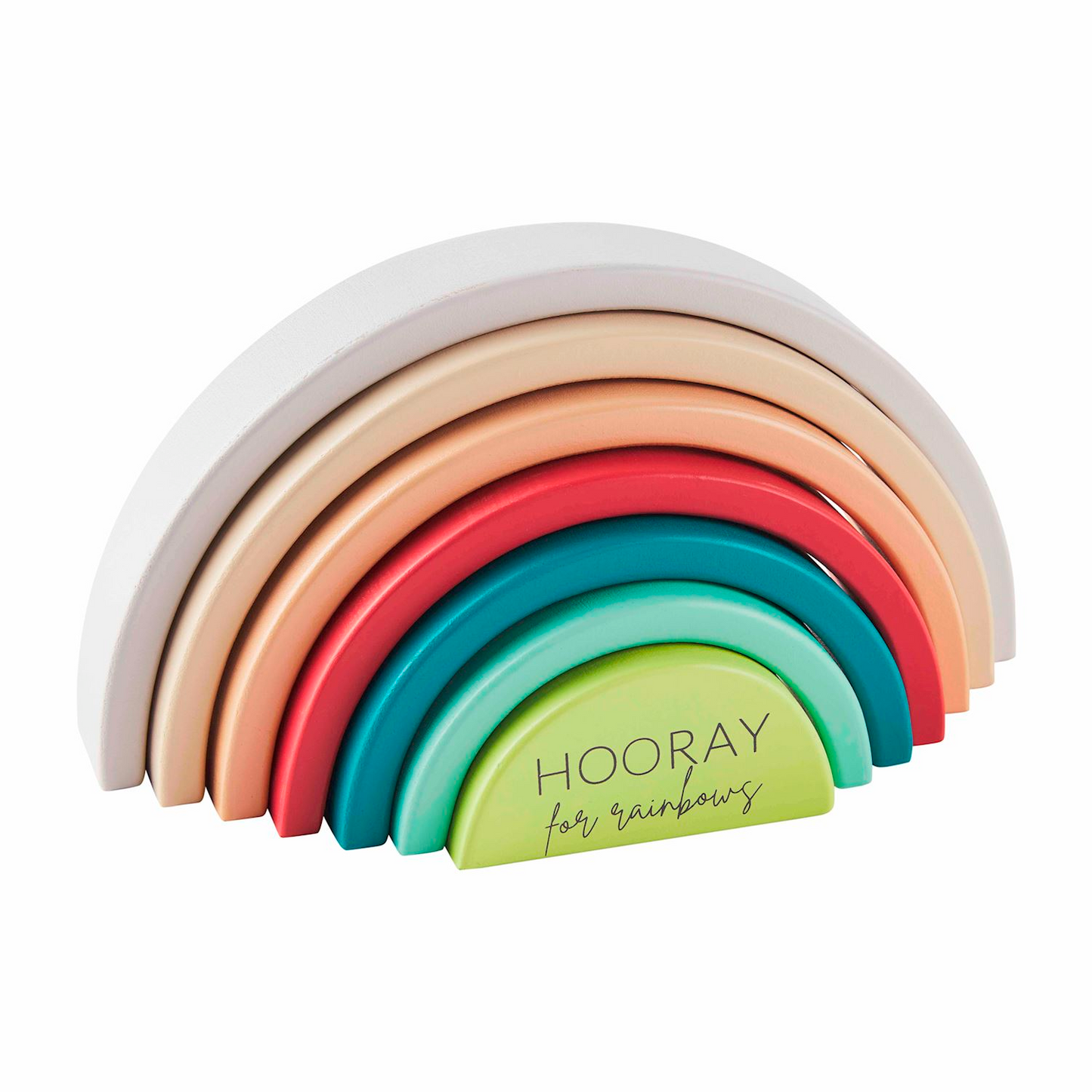 MUD PIE GREEN WOOD RAINBOW STACKINGTOY