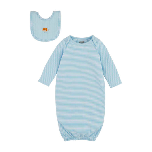 Mud Pie Blue Puppy Gown & Bib Set