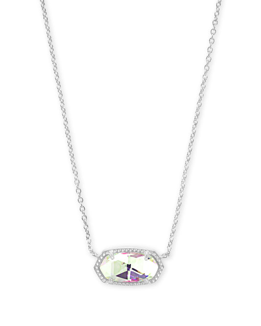 ELISA SHORT PENDANT NECKLACE RHODIUM DICHROIC GLASS