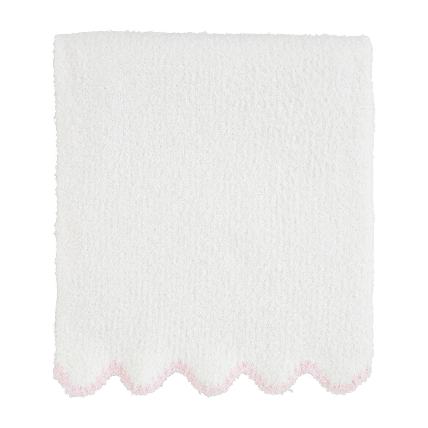 Mud Pie Pink Scallop Chenille Blanket