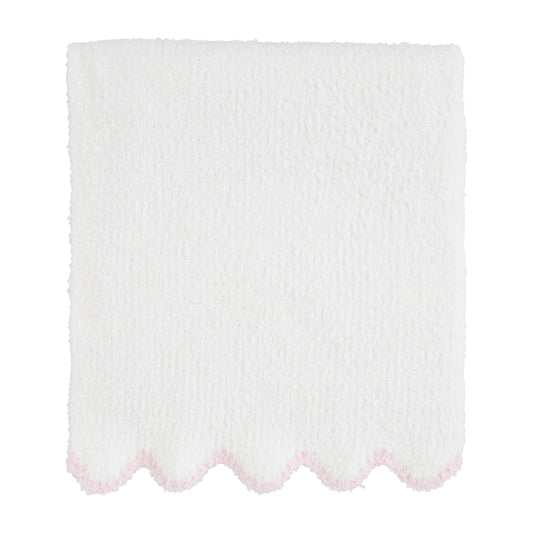Mud Pie Pink Scallop Chenille Blanket