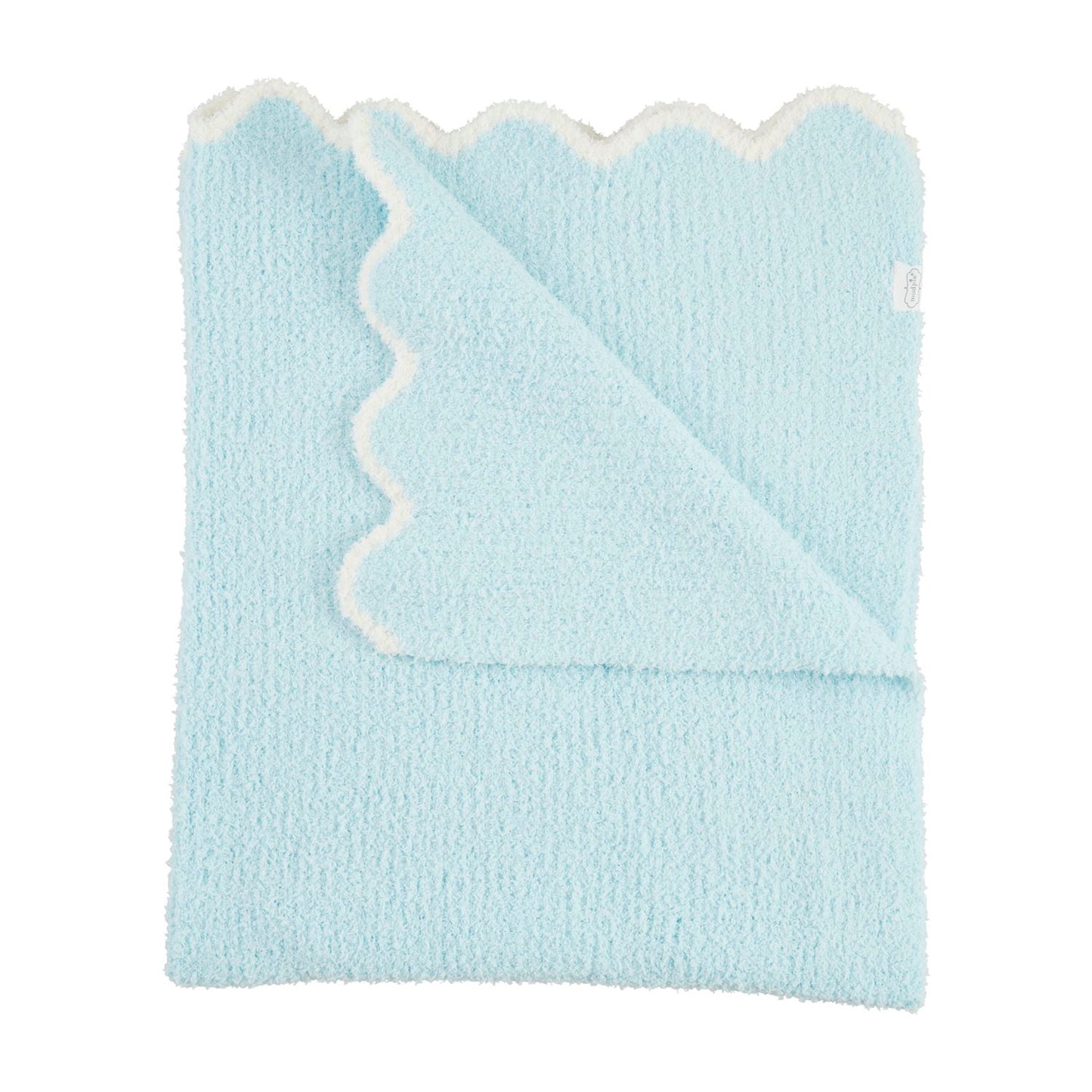 Mud Pie Blue Scallop Chenille Blanket