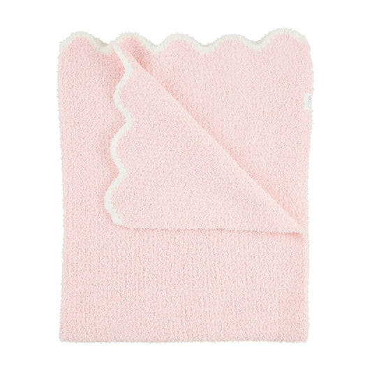 Mud Pie Pink Scallop Chenille Blanket