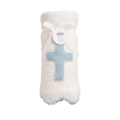 Mud Pie Blue Cross Chenille Blanket