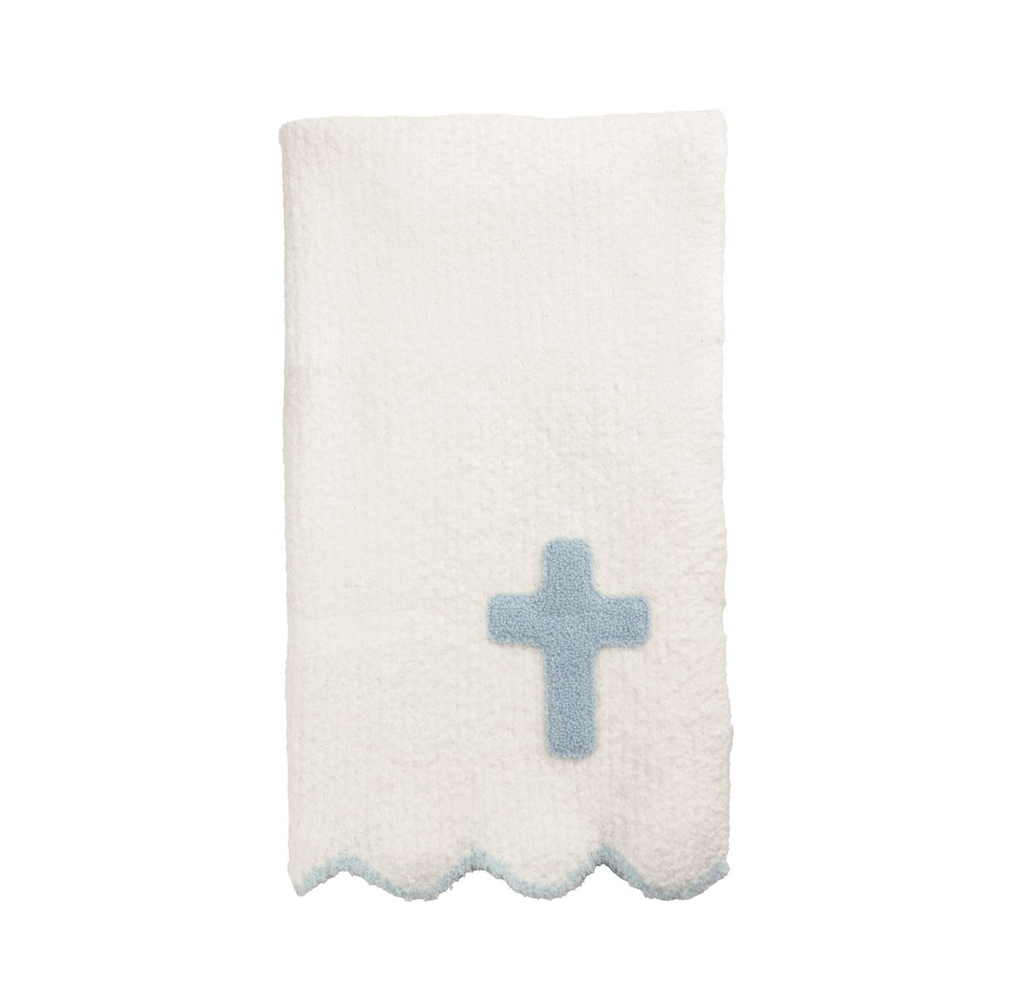 Mud Pie Blue Cross Chenille Blanket