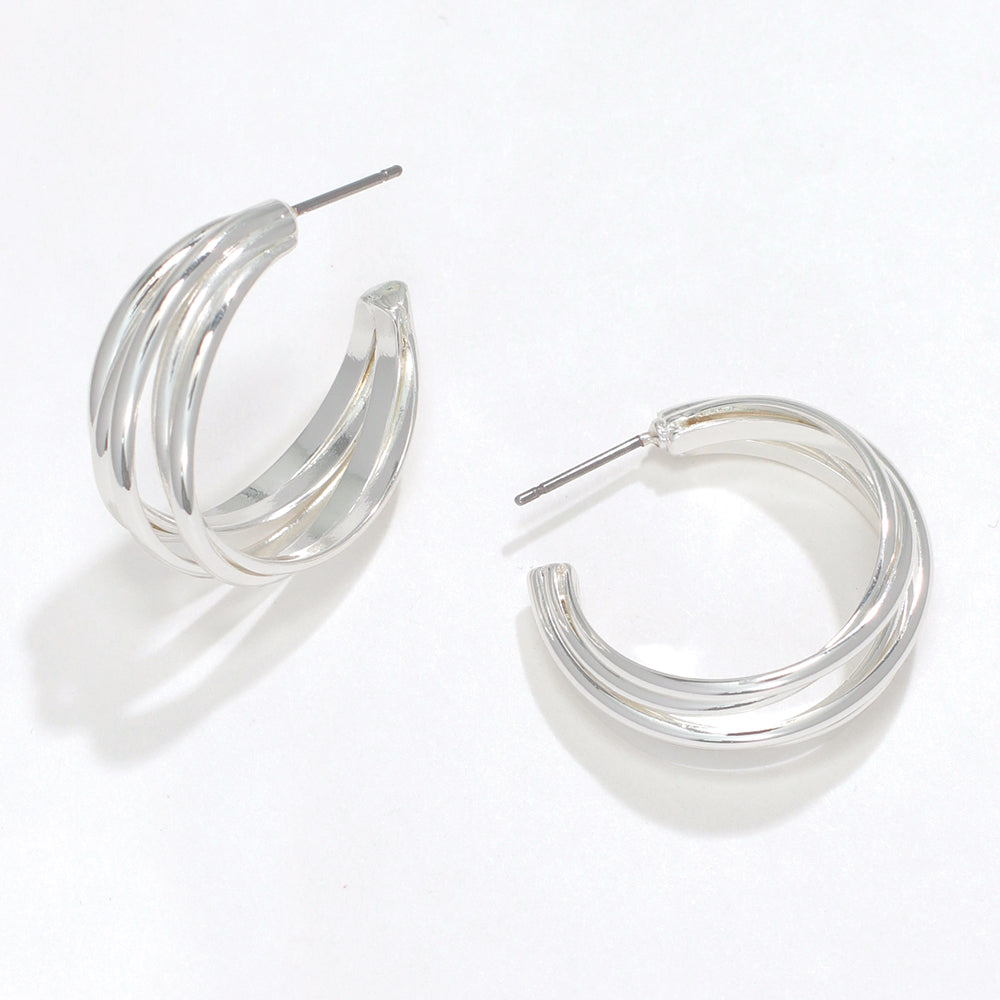 PERIWINKLE SILVER STRAND HOOP EARRINGS
