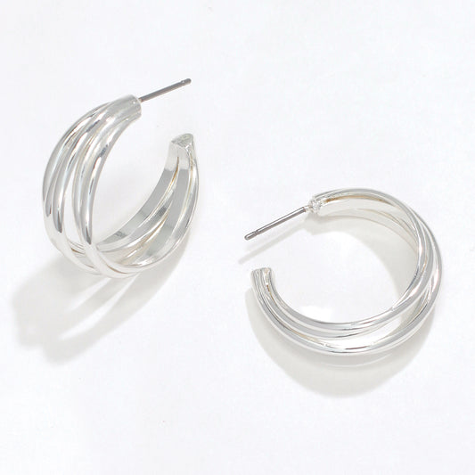 PERIWINKLE SILVER STRAND HOOP EARRINGS