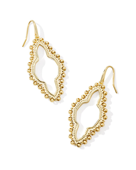 KENDRA SCOTT ABBIE BEADED OPEN FRAME EARRINGS GOLD