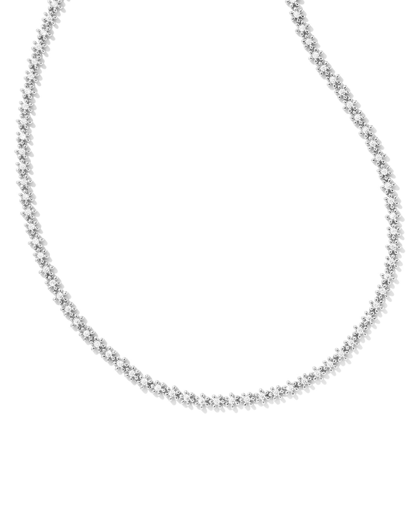 KENDRA SCOTT NYDIA STRAND NECKLACE SILVER WHITE CRYSTAL