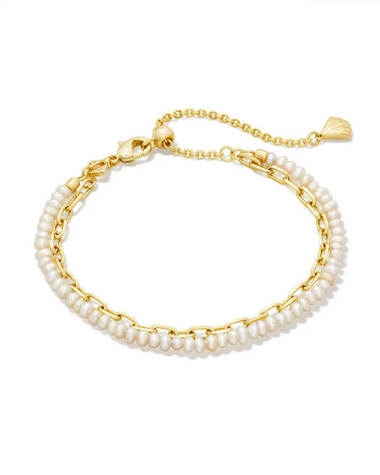 KENDRA SCOTT LOLO MULTI STRAND WHITE PEARL BRACELET