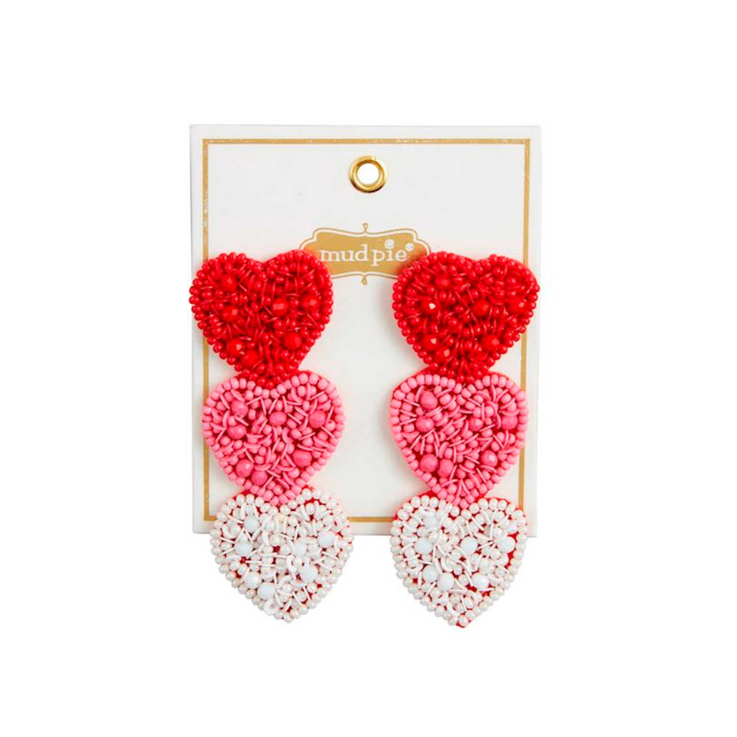 TRIPLE HEART VALENTINE BEADED EARRINGS