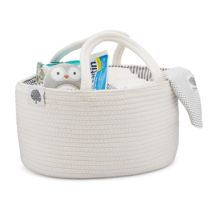 ROPE DIAPER CADDY IN WHITE