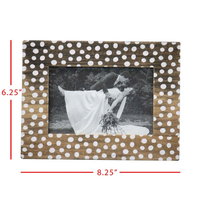 BETTINA WHITE POLKA DOT 4X6 PICTURE FRAME