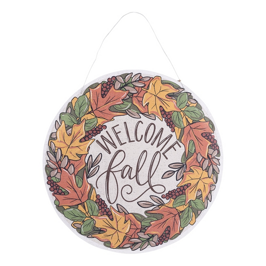 WELCOME FALL/CANDY CANE REVERSABLE DOORHANGER BURLEE