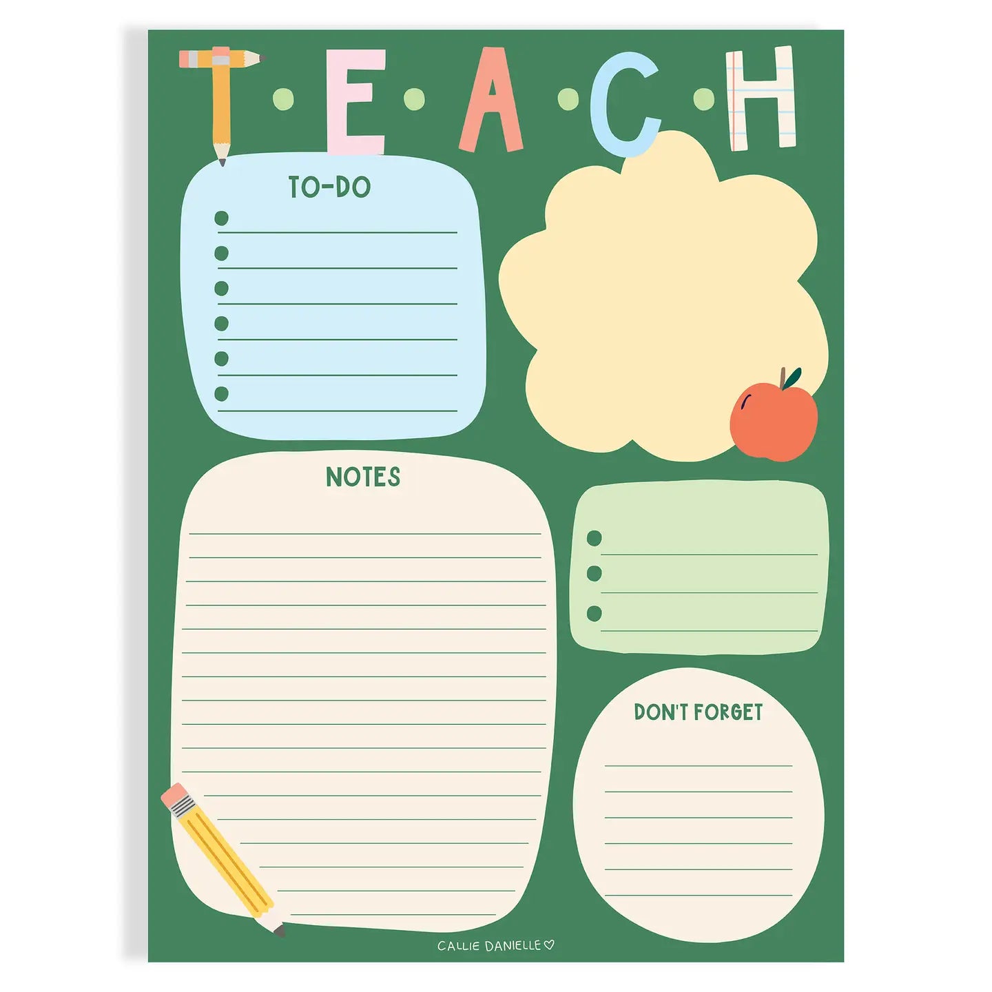 Teach School-Themed Daily Planner 6x8 To Do Notepad