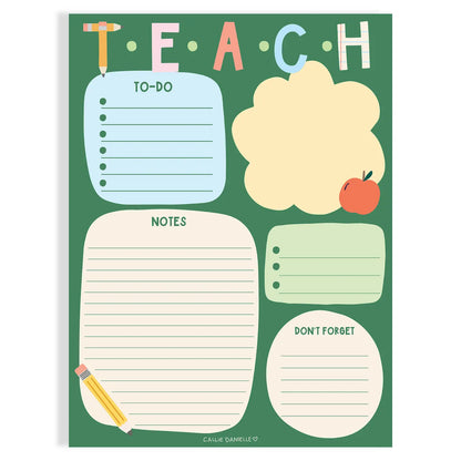 Teach School-Themed Daily Planner 6x8 To Do Notepad