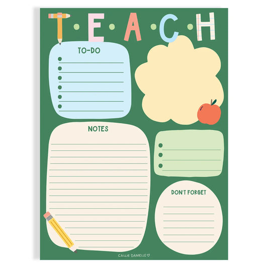 Teach School-Themed Daily Planner 6x8 To Do Notepad