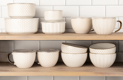 CREAM CERAMIC NESTING BOWLS WITH LIDS