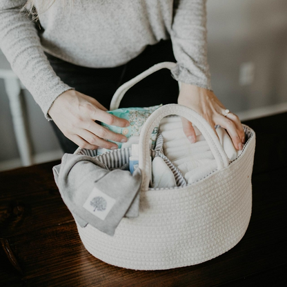 ROPE DIAPER CADDY IN WHITE