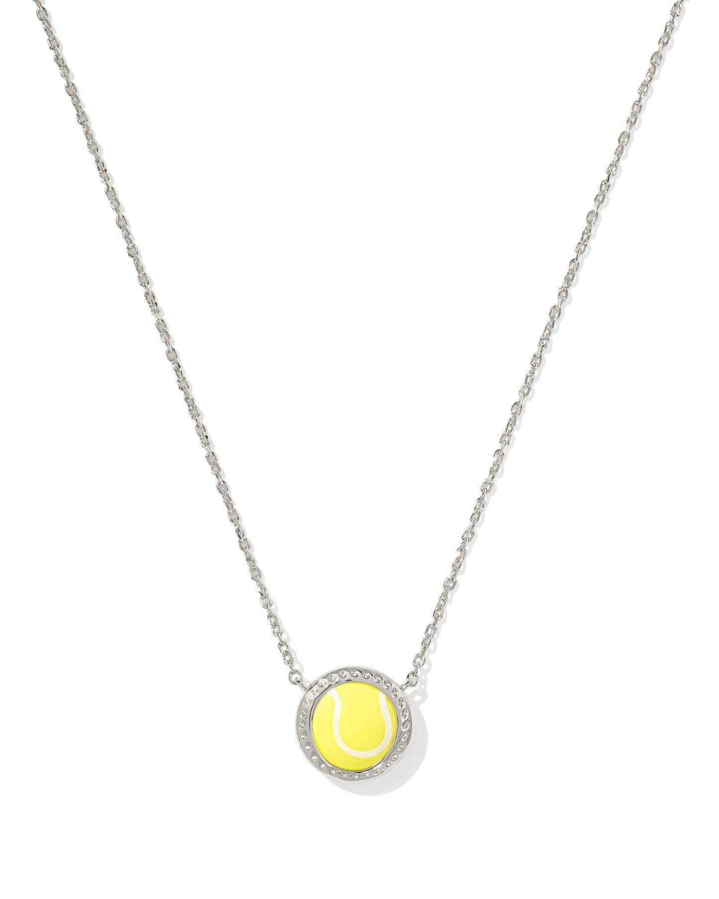 KENDRA SCOTT TENNIS SHORT PENDANT NECKLACE SILVER CHARTREUSE MAGNESITE