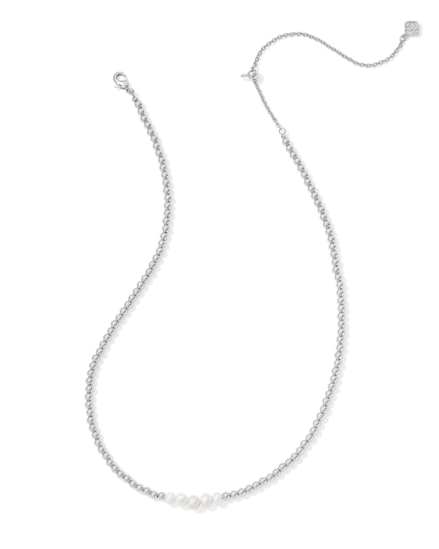 KENDRA SCOTT EVE BEADED STRAND NECKLACE SILVER WHITE PEARL