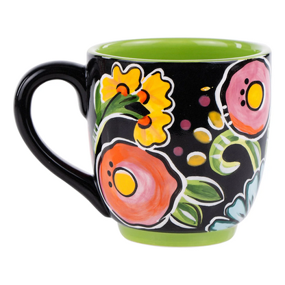 GLORY HAUS BLACK FLORAL MUG