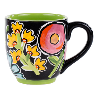 GLORY HAUS BLACK FLORAL MUG
