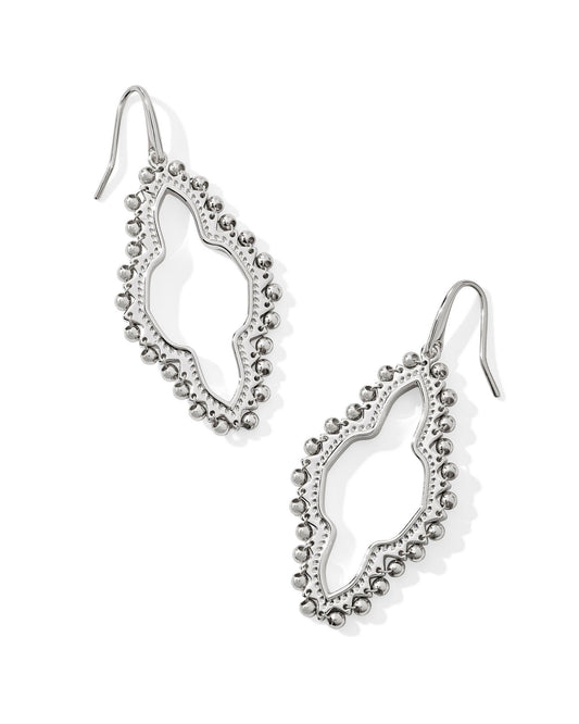 KENDRA SCOTT ABBIE BEADED OPEN FRAME EARRINGS SILVER