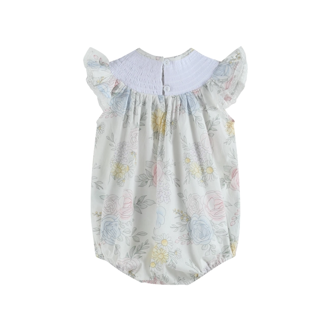 SPRING BOUQUET SMOCKED FLUTTER ROMPER