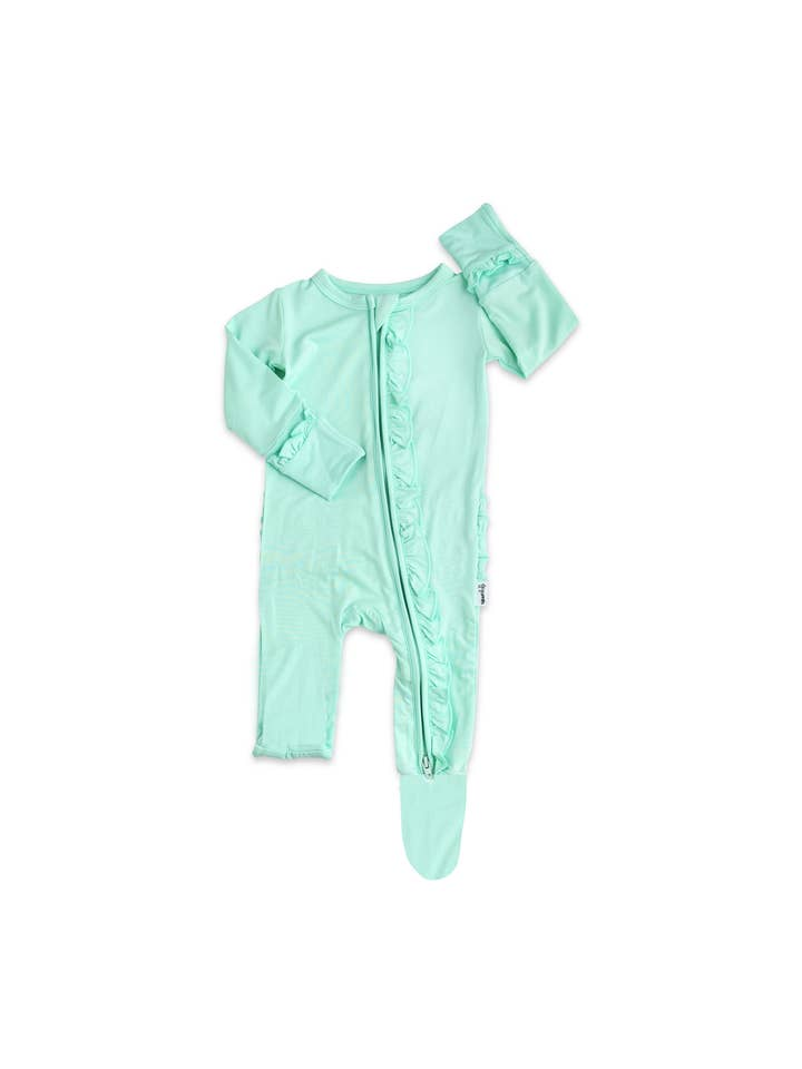 BAMBOO BABY PAJAMA SLEEPIES LITTLE BABY RUFFLE ZIP FINLEY