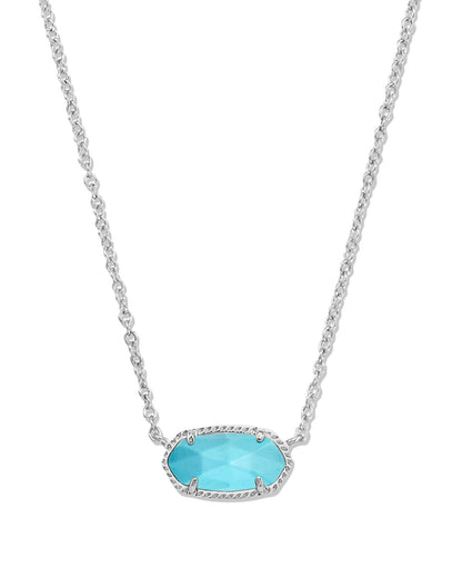 KENDRA SCOTT ELISA SHORT PENDANT NECKLACE SILVER TURQUOISE MAGNESITE