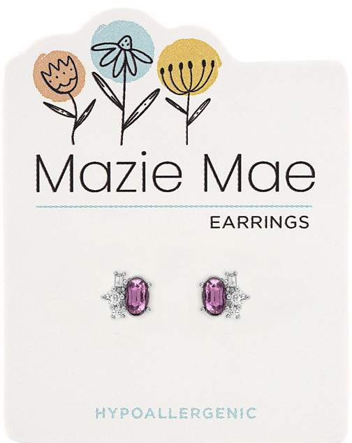MAZIE MAE SILVER AMETHYST DIAMOND EARRINGS