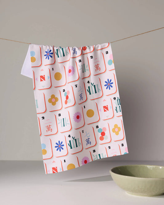 Tile Toss Tea Towel - Mahjong