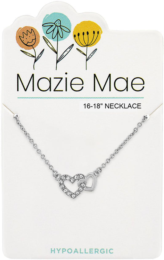 MAZIE MAE SILVER TWO HEARTS NECKLACE