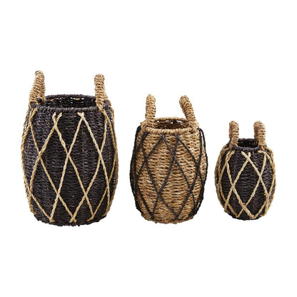MUD PIE BLACK TWO TONE BASKET SET