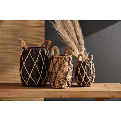 MUD PIE BLACK TWO TONE BASKET SET