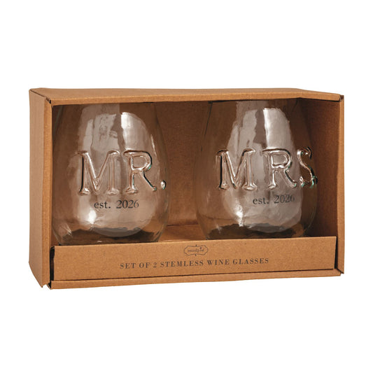 Mud Pie Mr. & Mrs. Glass Set