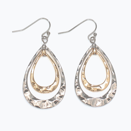 PERIWINKLE MIXED HAMMERED DROP EARRINGS
