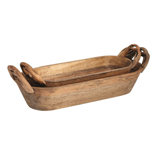Mud Pie Wood Twist Dough Bowl Set