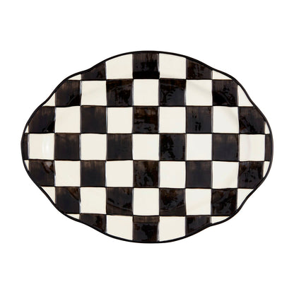 MUD PIE BLACK AND WHITE CHECK PLATTER