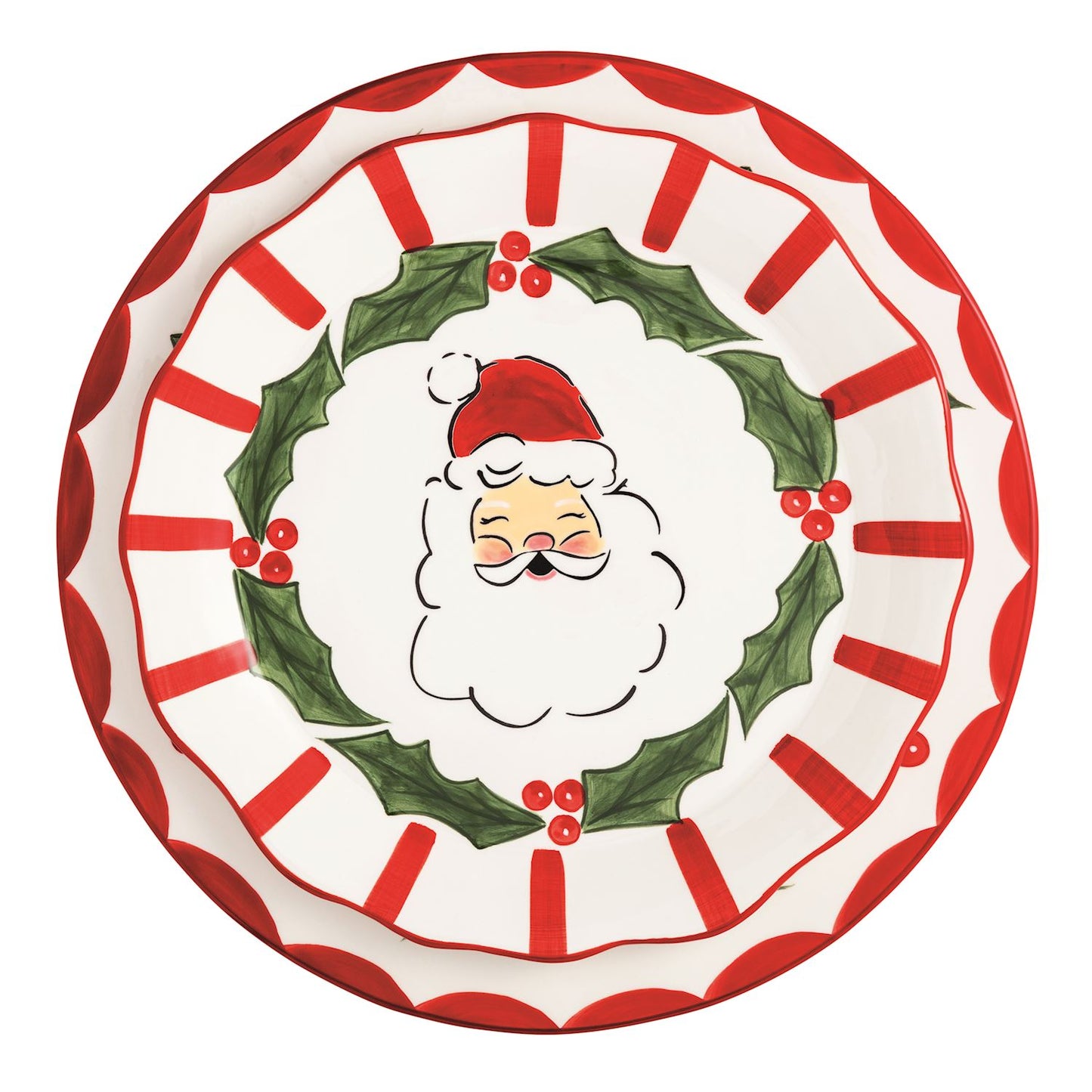 Mud Pie Holly Santa Platter Set