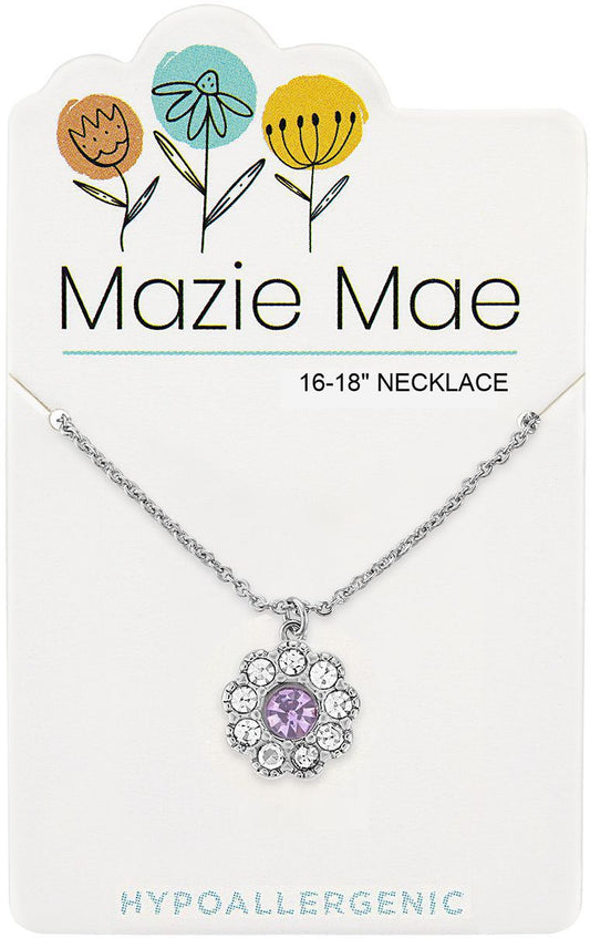 MAZIE MAE SILVER AMETHYST DIAMOND FLOWER NECKLACE