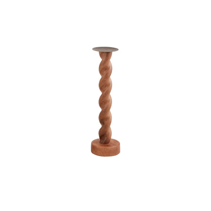 Mud Pie Sm Twisted Wood Candlestick